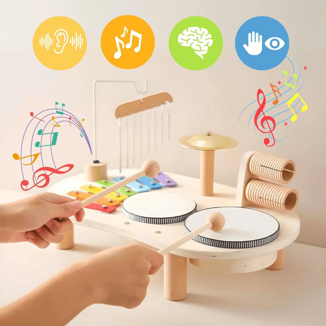 Brinquedo Bateria Infantil Montessori - Instrumentos Musicais de Madeira - ZBaby