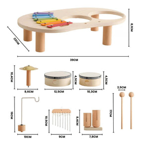 Brinquedo Bateria Infantil Montessori - Instrumentos Musicais de Madeira - ZBaby