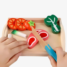 Brinquedo Cozinha Infantil Montessori - Frutas e Comidas de Madeira - ZBaby