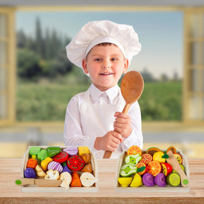 Brinquedo Cozinha Infantil Montessori - Frutas e Comidas de Madeira - ZBaby