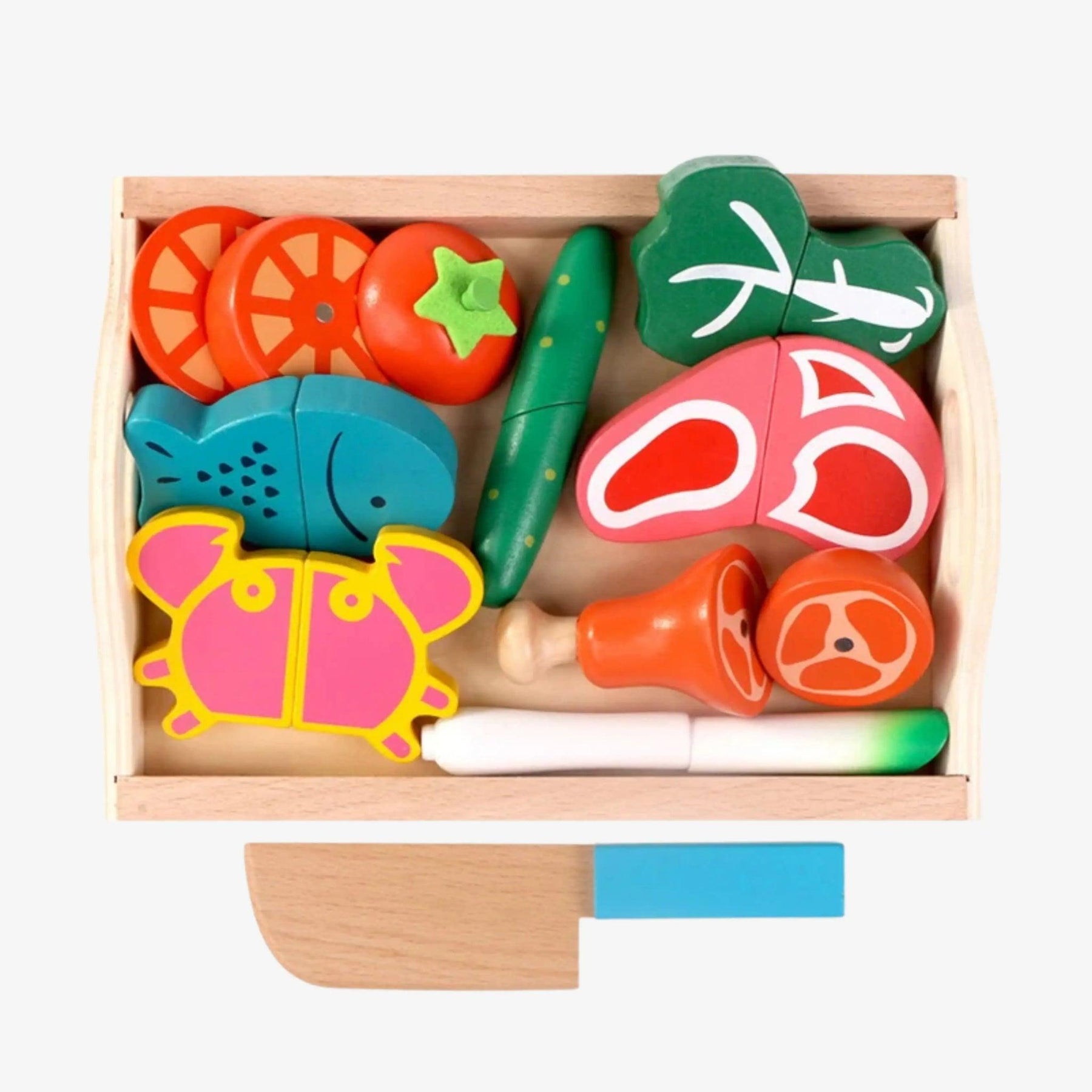 Brinquedo Cozinha Infantil Montessori - Frutas e Comidas de Madeira - ZBaby