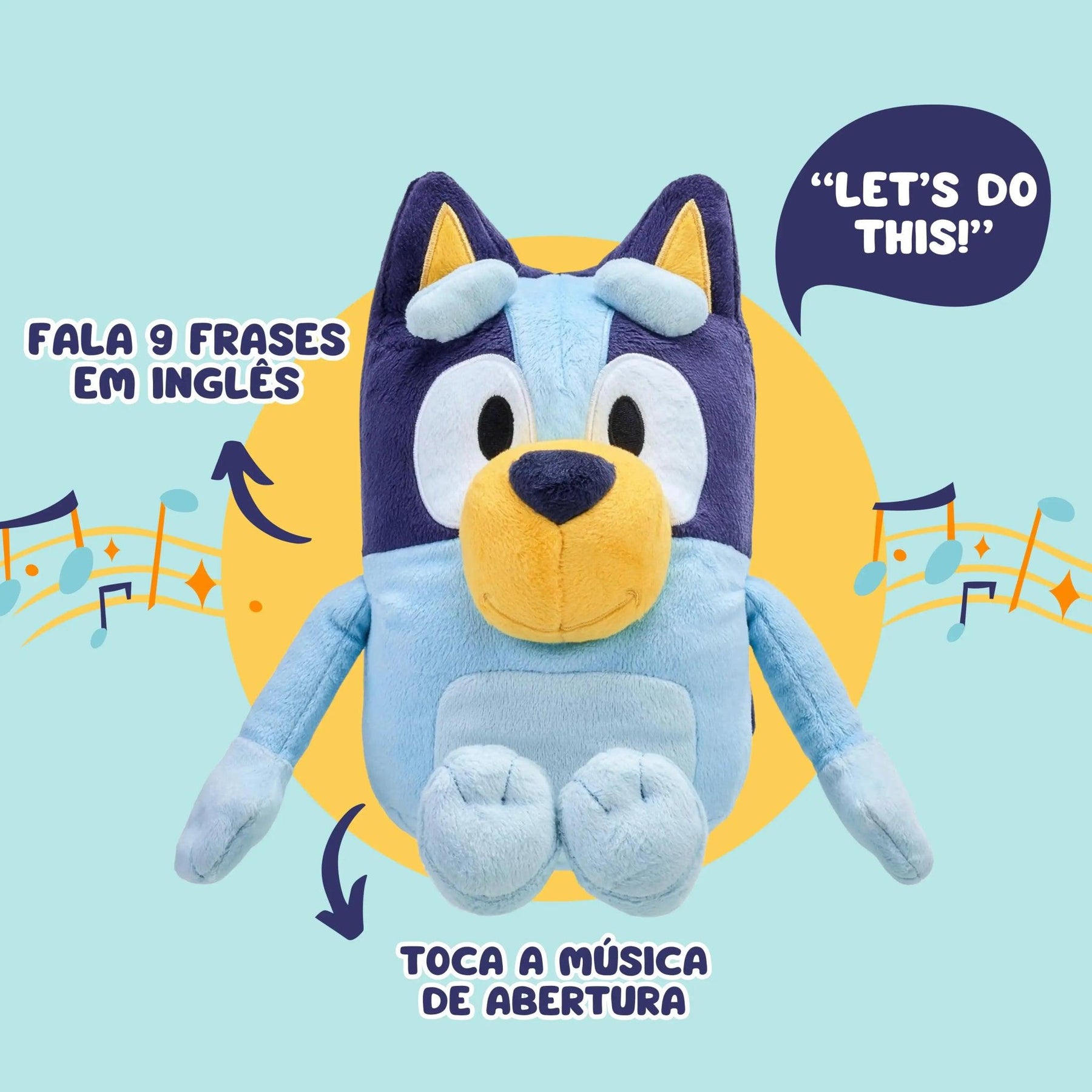 Brinquedo de Pelúcia Bluey Infantil - Canta e Fala em Inglês - ZBaby