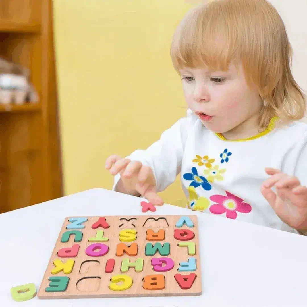 Brinquedo Montessori Quebra Cabeça Alfabético de Madeira - ZBaby