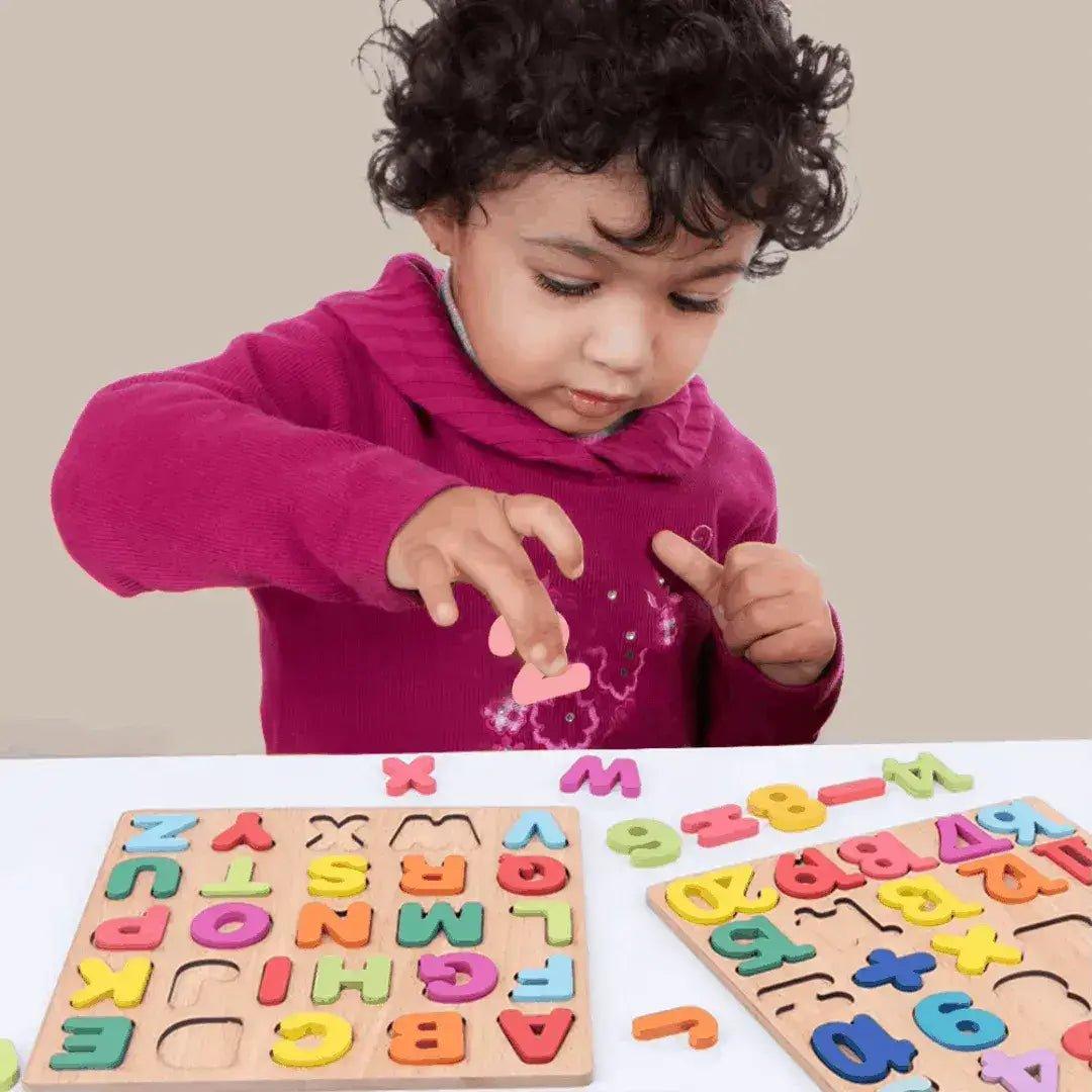 Brinquedo Montessori Quebra Cabeça Alfabético de Madeira - ZBaby