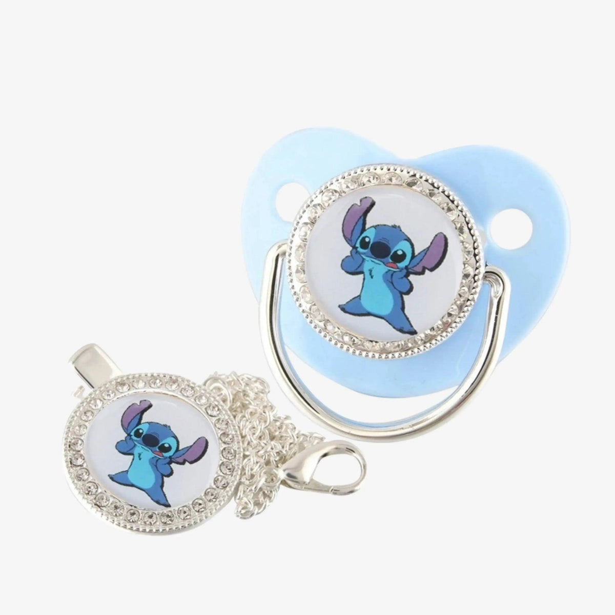 Chupeta Bebê do Lilo & Stitch com Prendedor e Strass - ZBaby