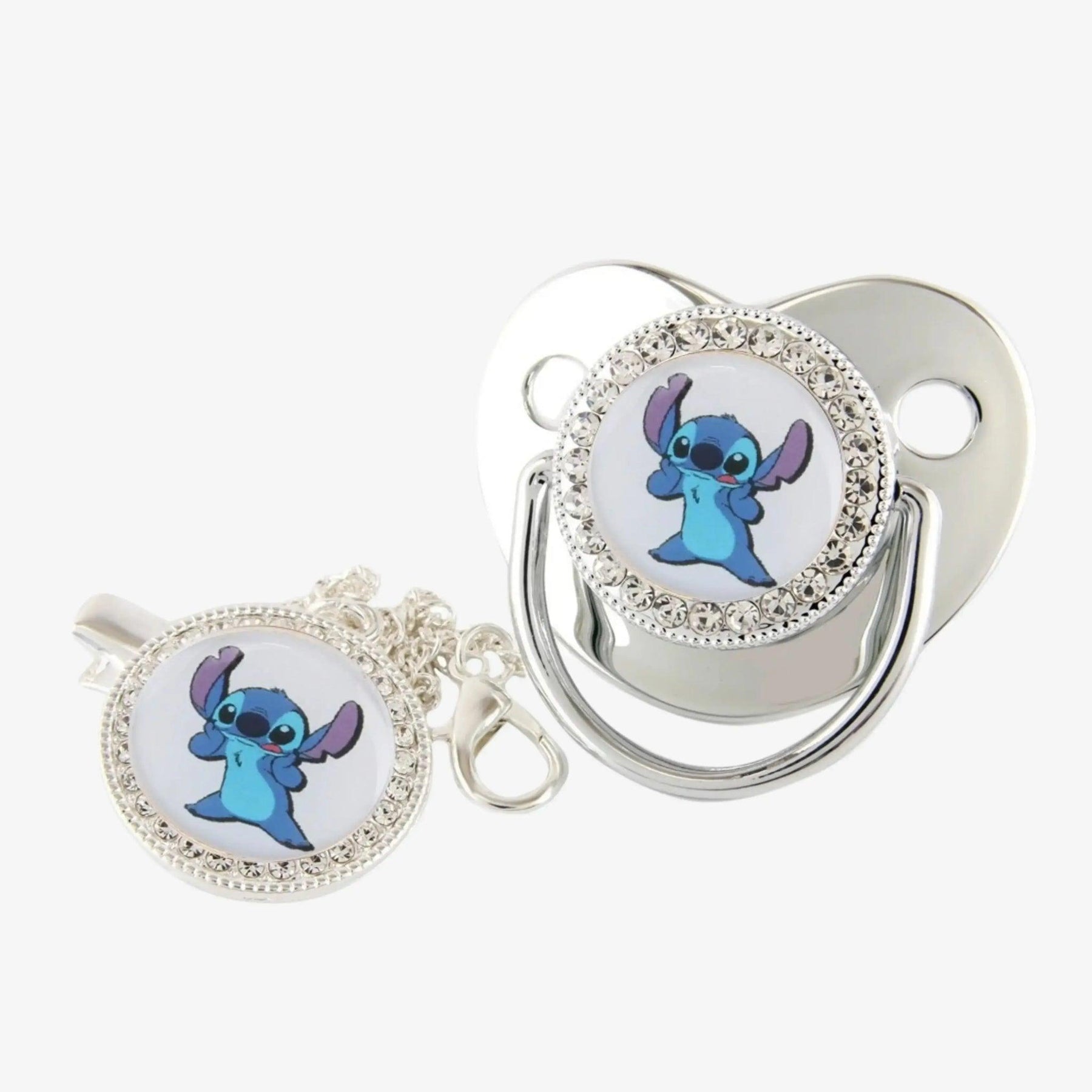 Chupeta Bebê do Lilo & Stitch com Prendedor e Strass - ZBaby