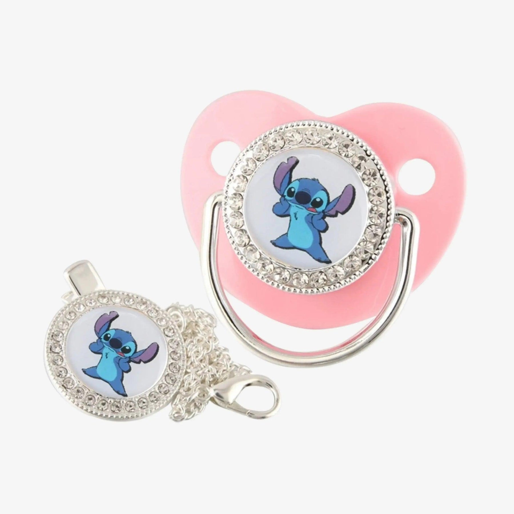 Chupeta Bebê do Lilo & Stitch com Prendedor e Strass - ZBaby