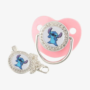 Chupeta Bebê do Lilo & Stitch com Prendedor e Strass - ZBaby