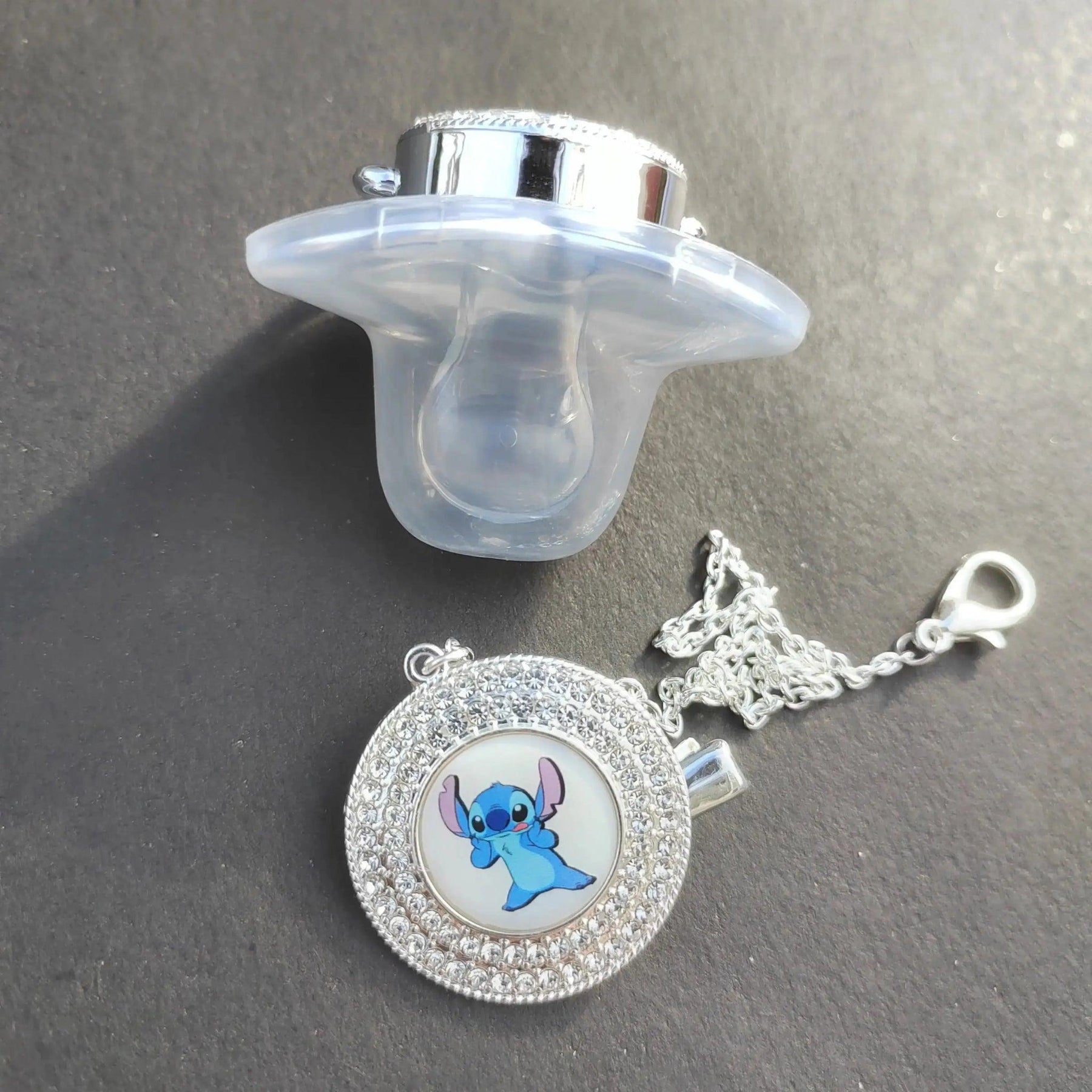 Chupeta Bebê do Lilo & Stitch com Prendedor e Strass - ZBaby