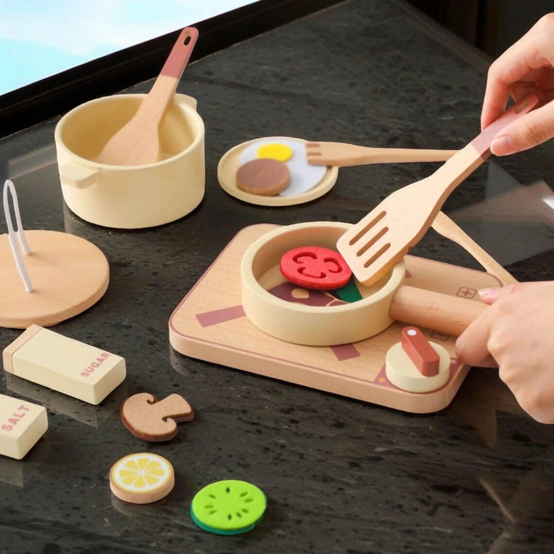 Kit Cozinha Infantil de Brinquedo em Madeira Montessori - ZBaby