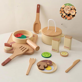 Kit Cozinha Infantil de Brinquedo em Madeira Montessori - ZBaby