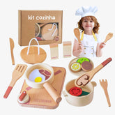 Kit Cozinha Infantil de Brinquedo em Madeira Montessori - ZBaby