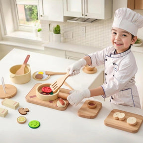 Kit Cozinha Infantil de Brinquedo em Madeira Montessori - ZBaby