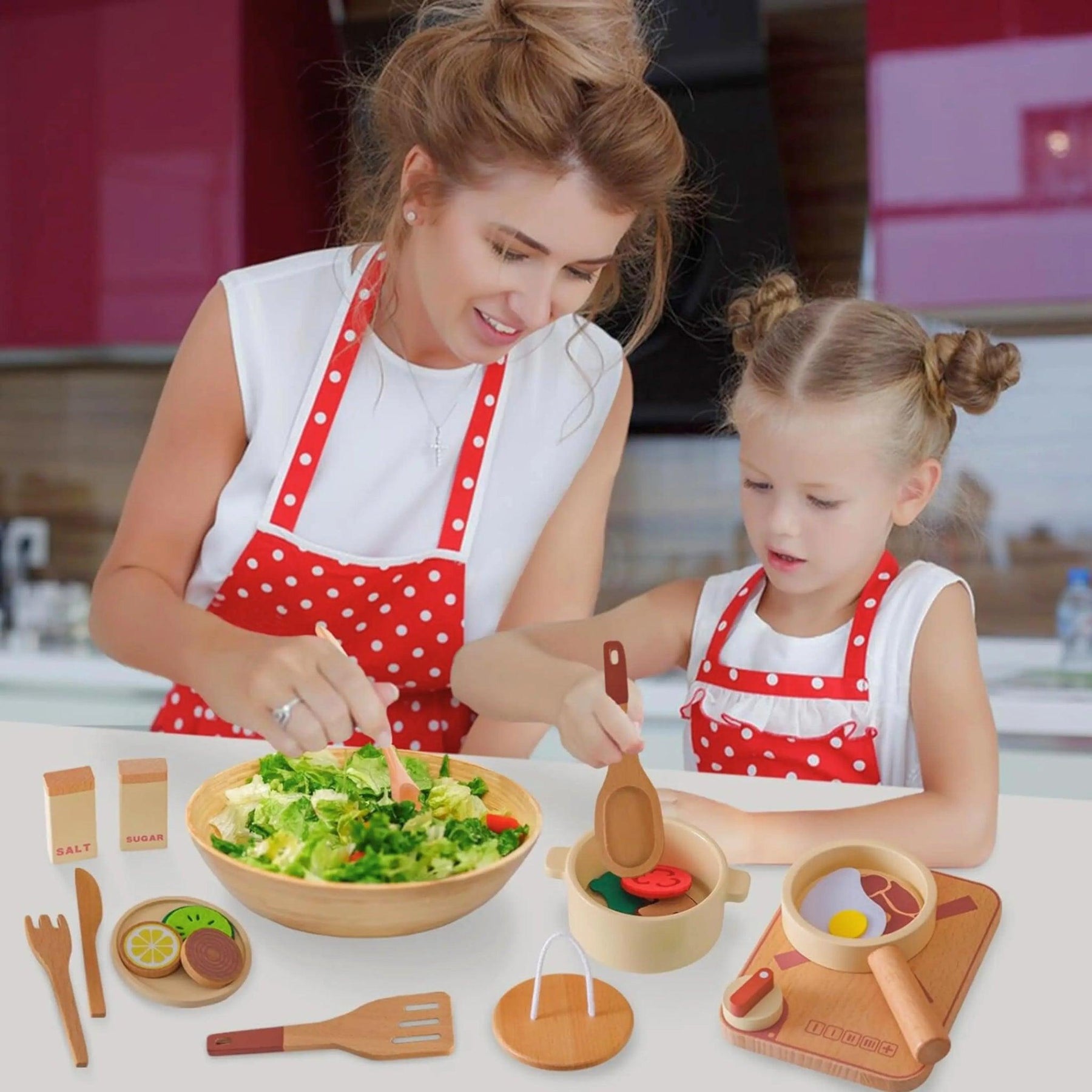 Kit Cozinha Infantil de Brinquedo em Madeira Montessori - ZBaby