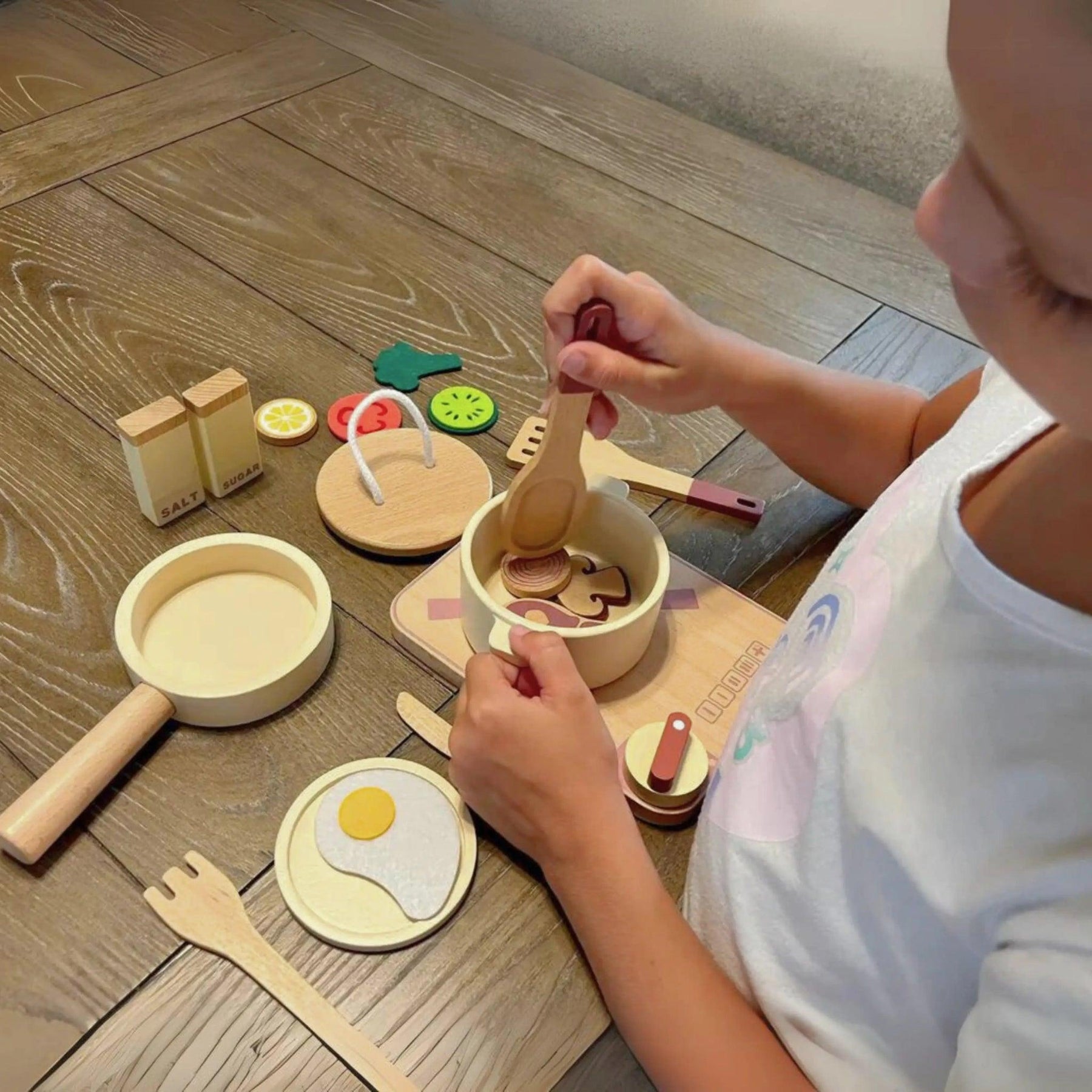 Kit Cozinha Infantil de Brinquedo em Madeira Montessori - ZBaby