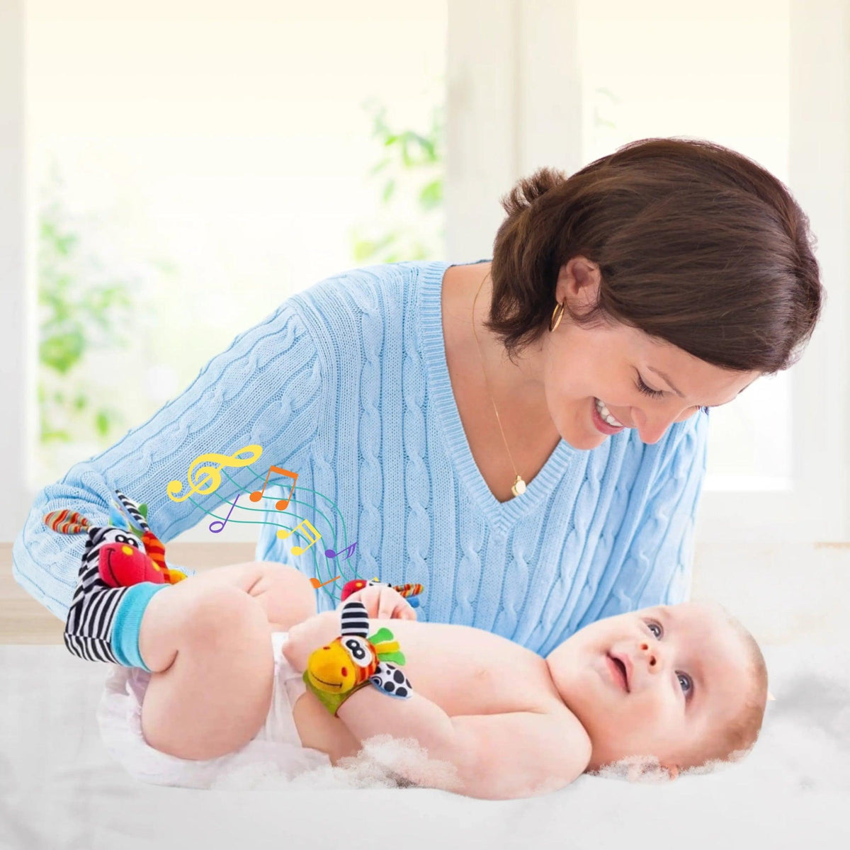 Kit Meia e Pulseira Chocalho para Bebês - ZBaby