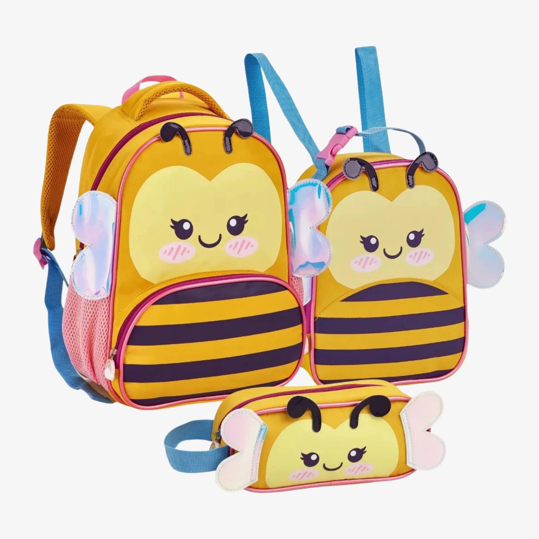 Kit Mochila Infantil Abelha Menina com Lancheira e Estojo Escolar - ZBaby