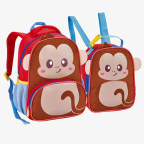 Kit Mochila Infantil Macaco com Lancheira e Estojo Escolar - ZBaby