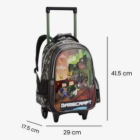 Kit Mochila Minecraft de Rodinha com Lancheira e Estojo Escolar - ZBaby