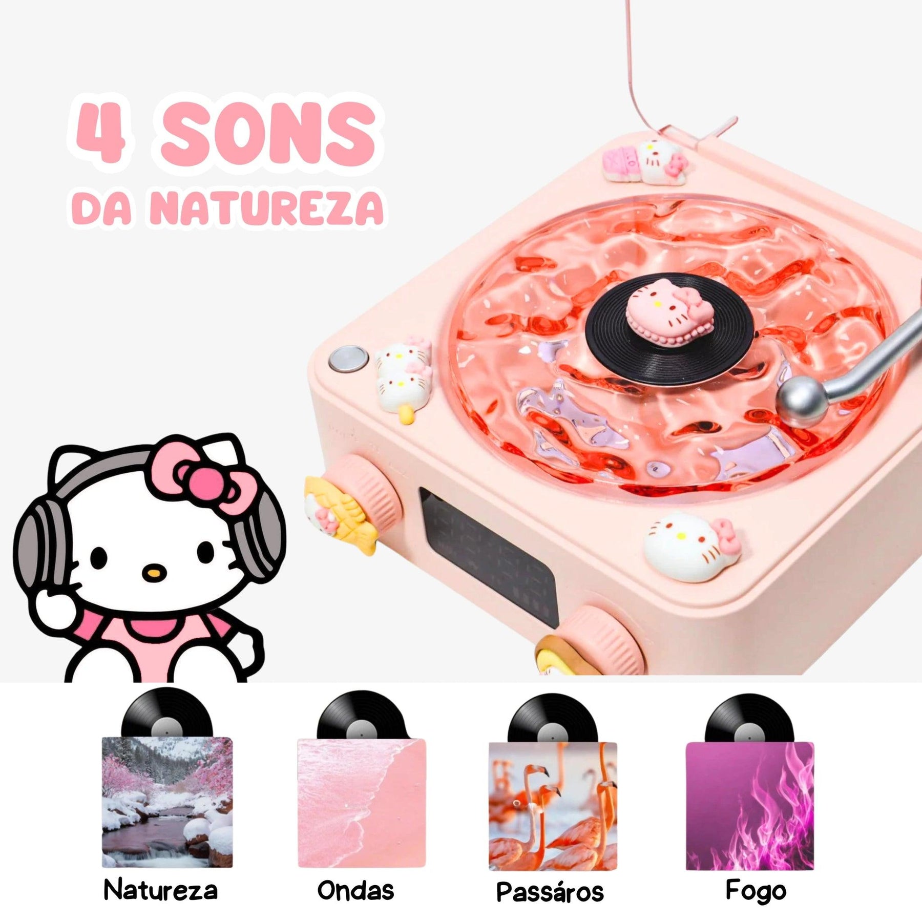 Luminária Caixa de Som Hello Kitty - Bluetooth com Led RGB - ZBaby