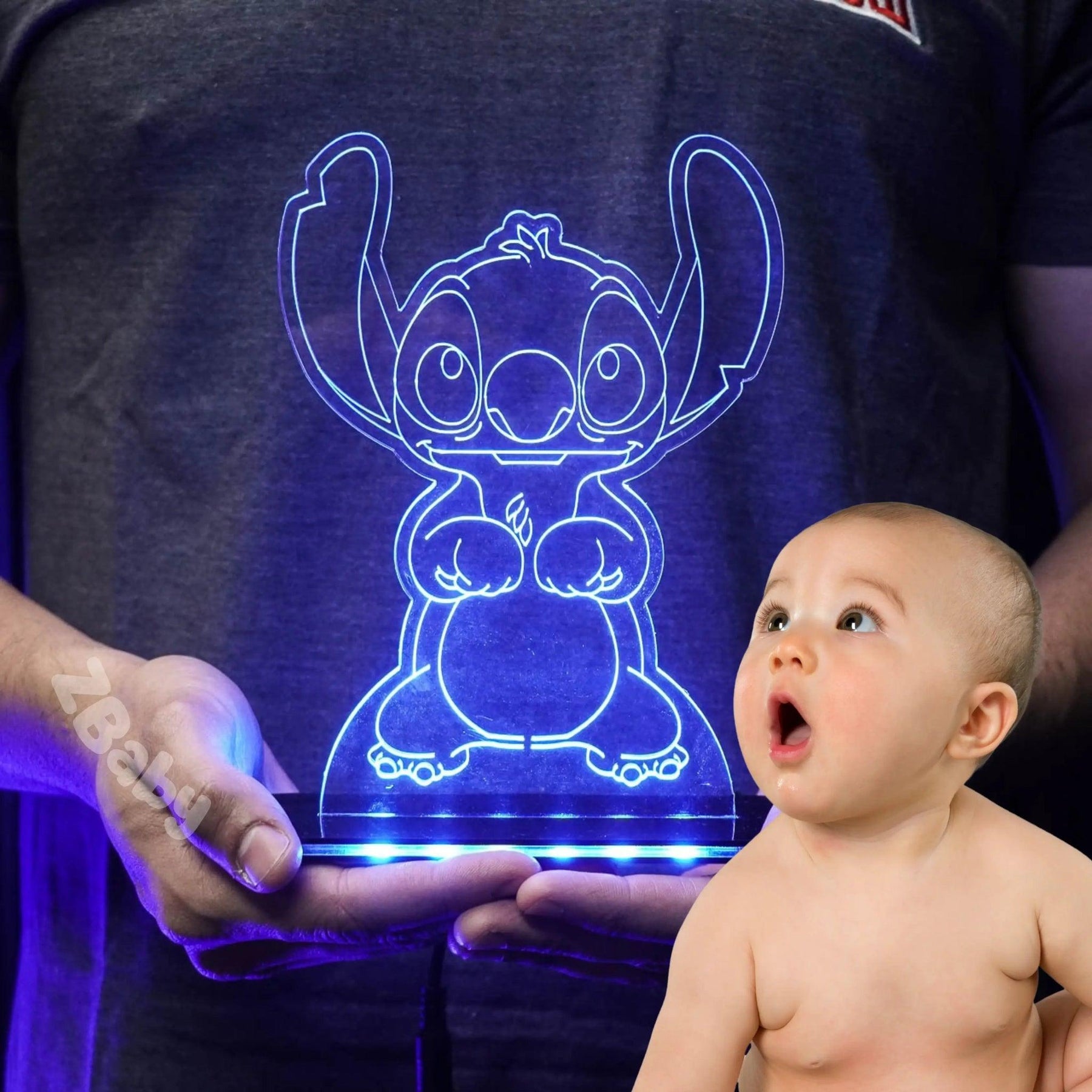 Luminária LED Stitch 3D Infantil - RGB - ZBaby