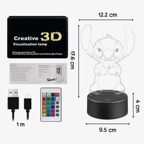 Luminária LED Stitch 3D Infantil - RGB - ZBaby