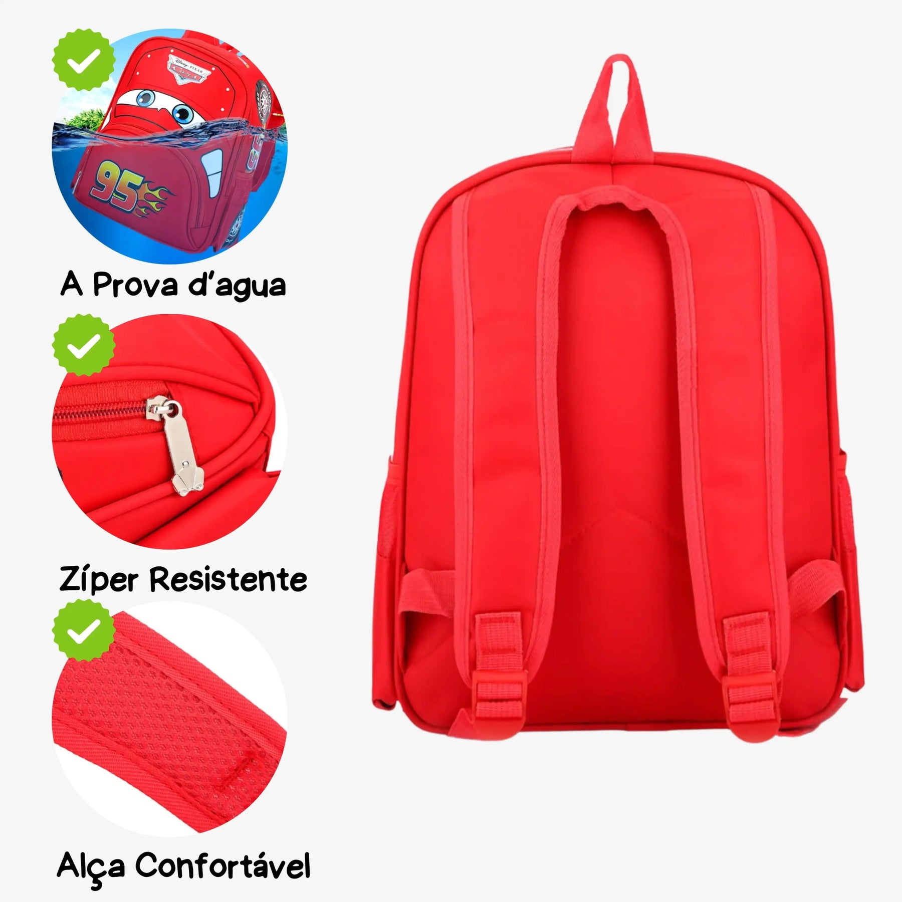 Mochila Infantil Escolar Relâmpago Mcqueen - ZBaby