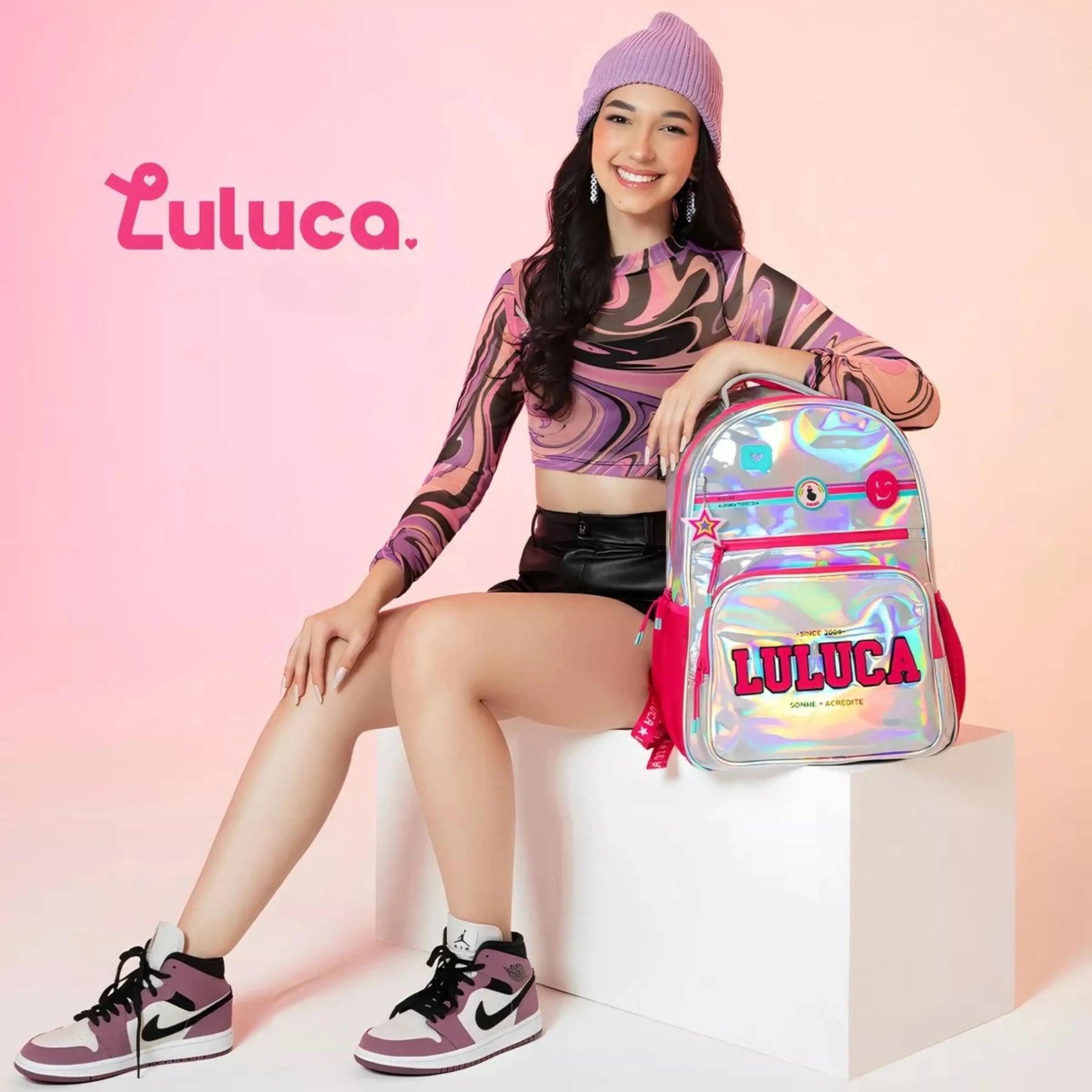 Mochila Luluca Escolar Holográfica - ZBaby