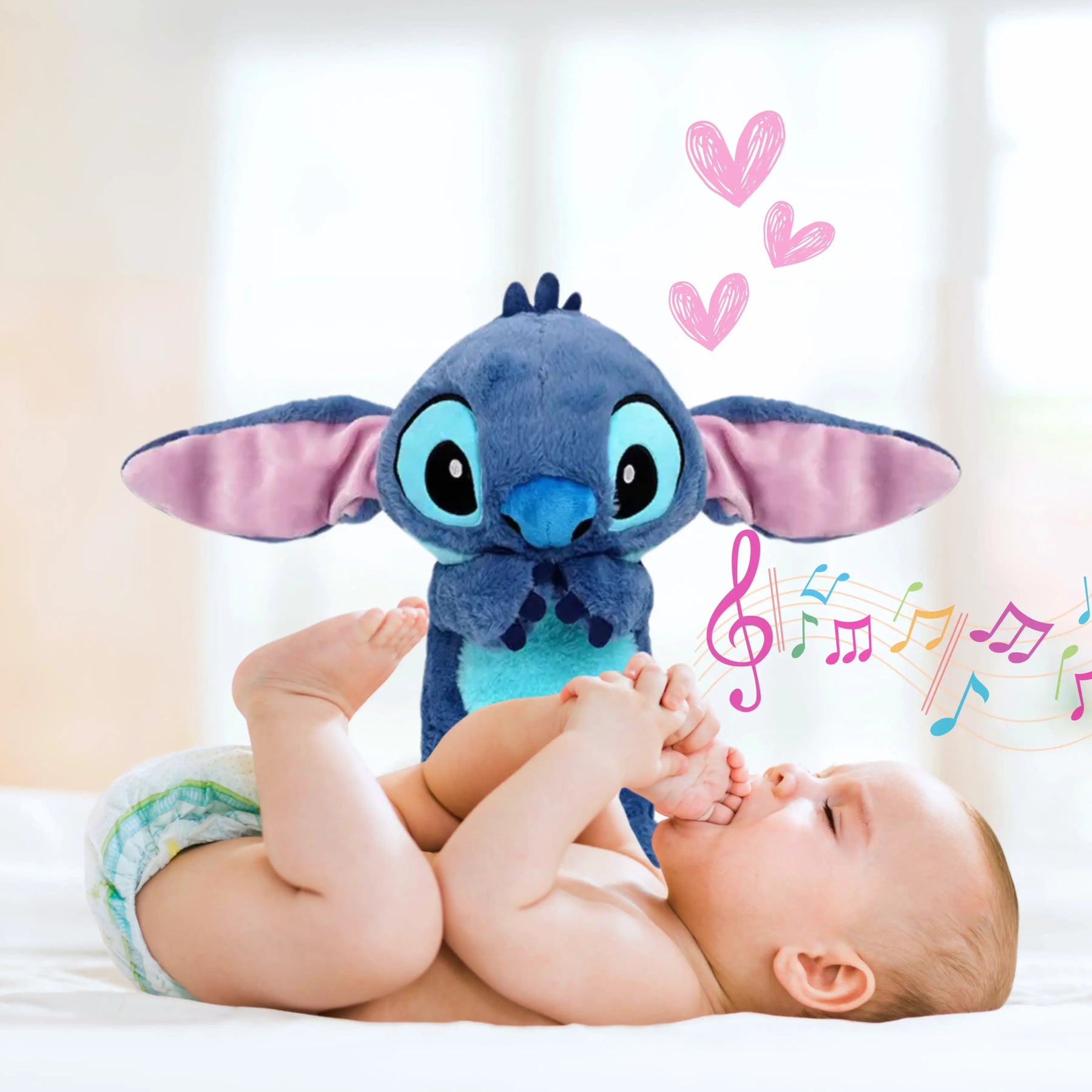 Pelúcia Stitch que Respira com Luz para Ansiedade - ZBaby