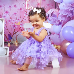 Vestido de Festa Bebê Menina Borboletas - ZBaby