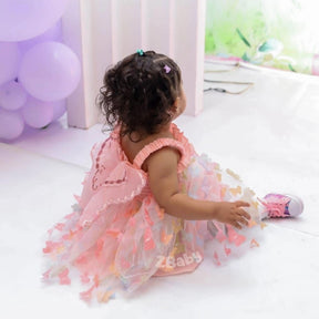 Vestido Infantil Borboletas Rosa para Festa - ZBaby