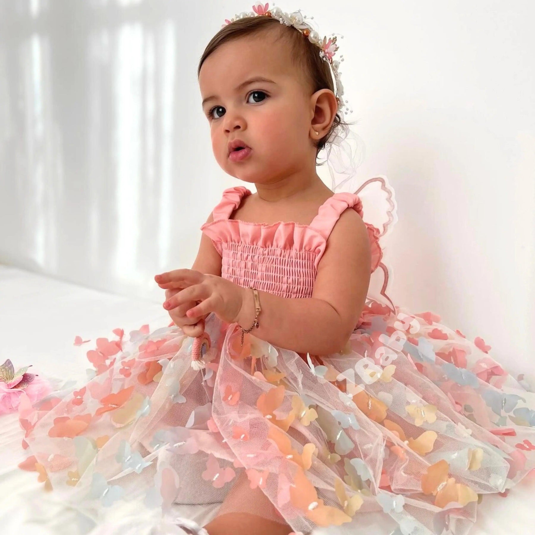 Vestido Infantil Borboletas Rosa para Festa - ZBaby