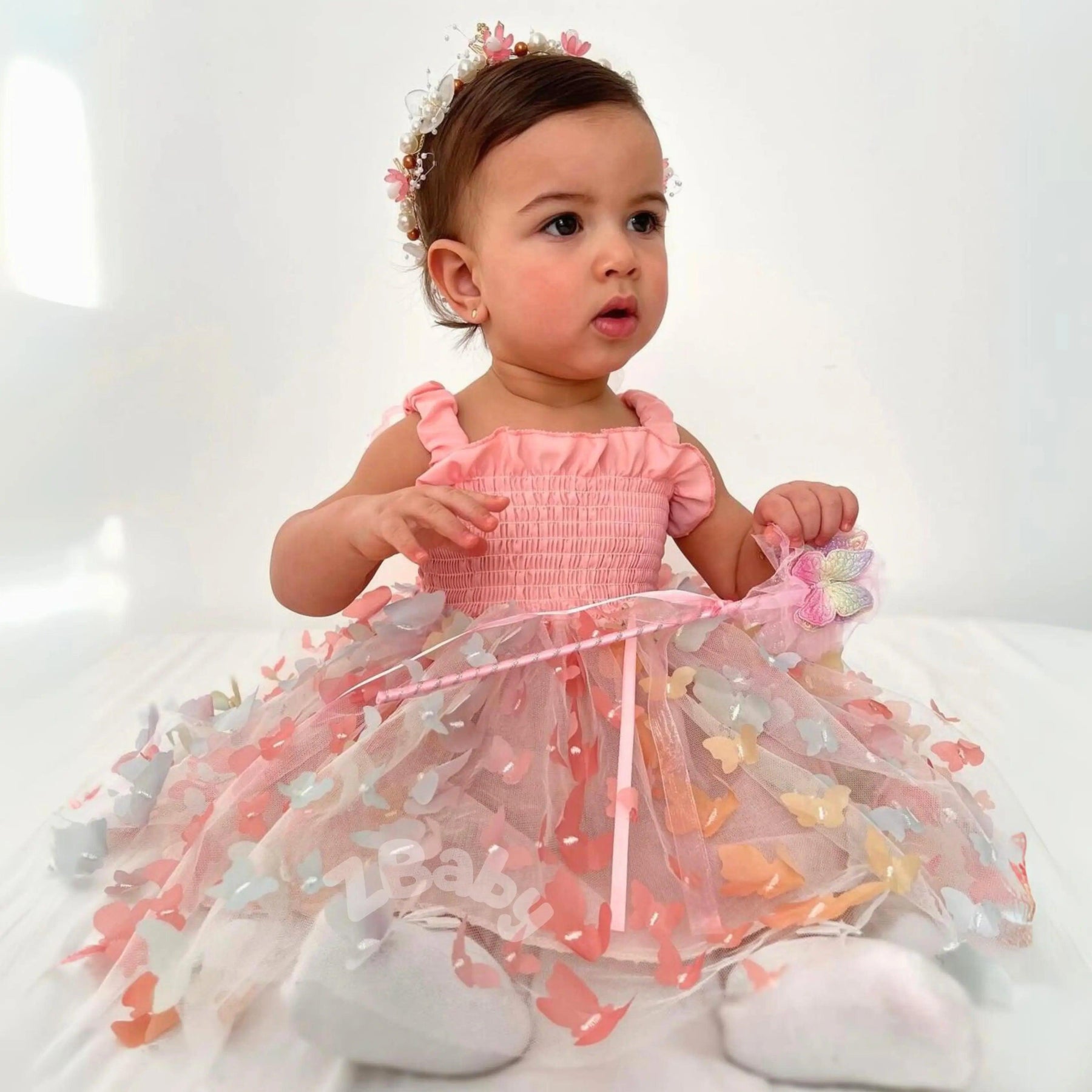 Vestido Infantil Borboletas Rosa para Festa - ZBaby