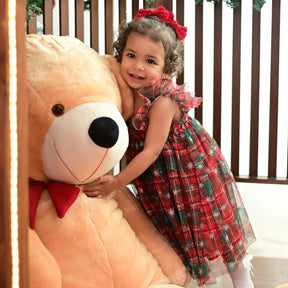 Vestido Infantil de Natal Vermelho Xadrez - ZBaby