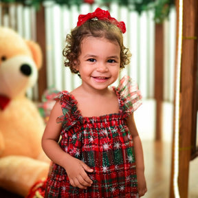 Vestido Infantil de Natal Vermelho Xadrez - ZBaby