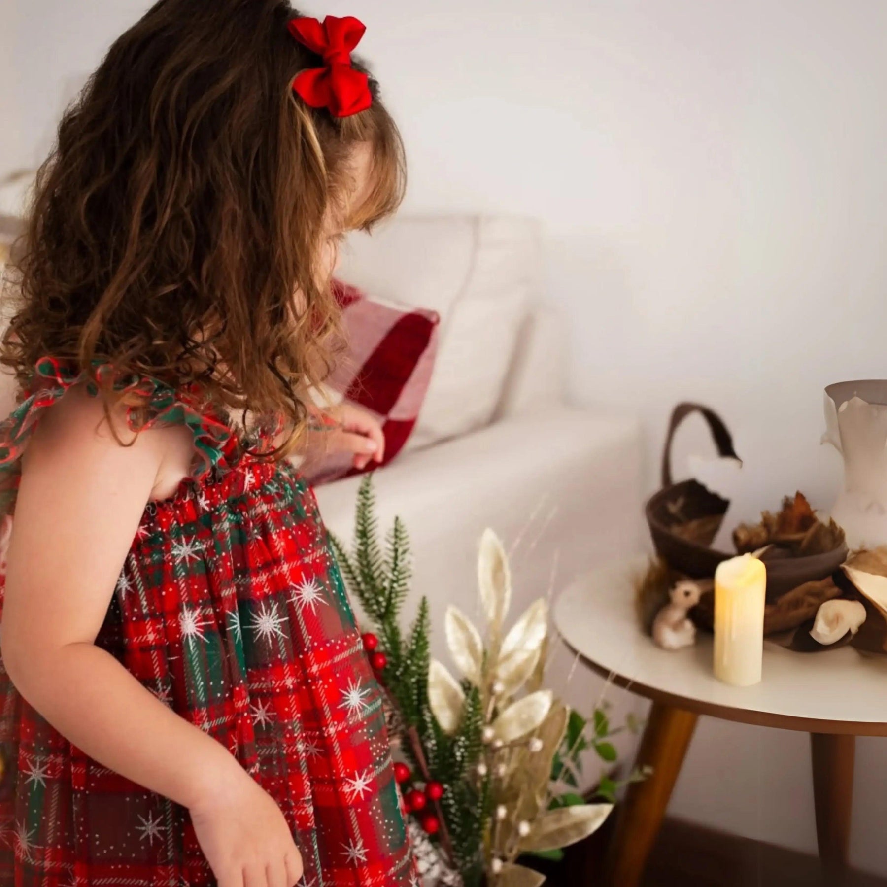 Vestido Infantil de Natal Vermelho Xadrez - ZBaby