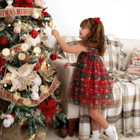 Vestido Infantil de Natal Vermelho Xadrez - ZBaby