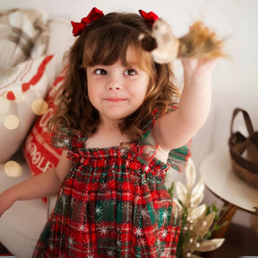 Vestido Infantil de Natal Vermelho Xadrez - ZBaby