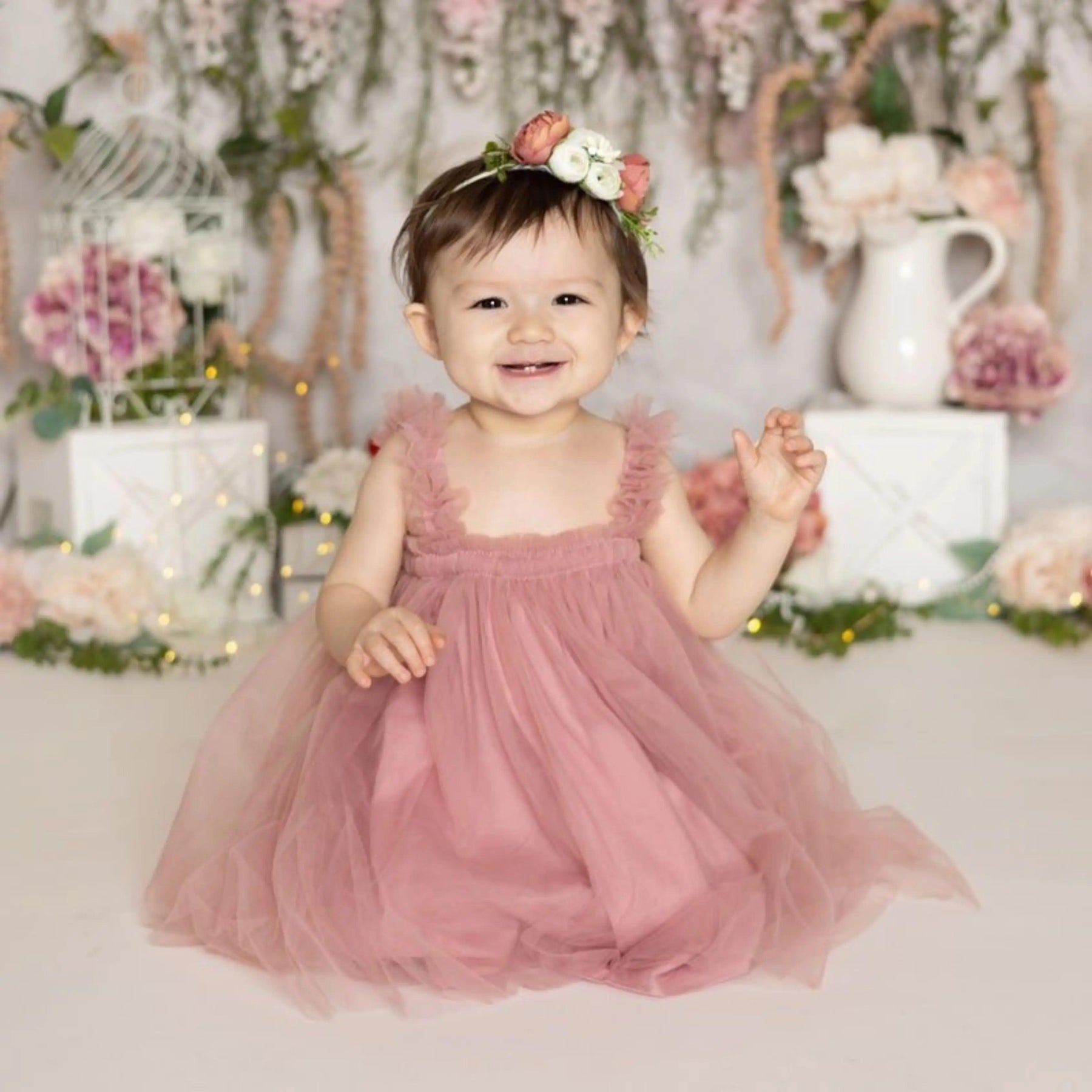 Vestido Infantil Tule Rosa de Festa - ZBaby