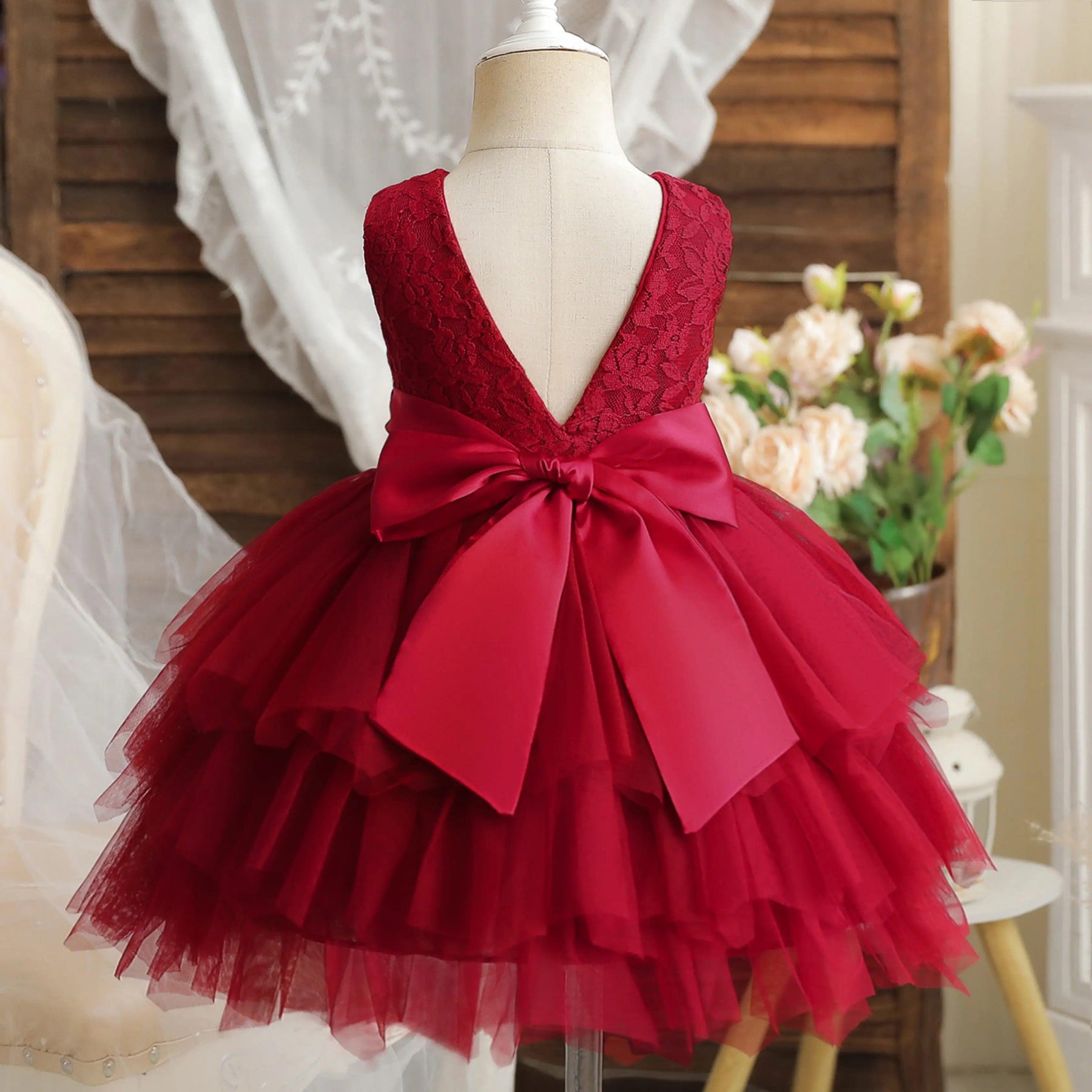 Vestido Infantil Vermelho de Natal com Laço - ZBaby