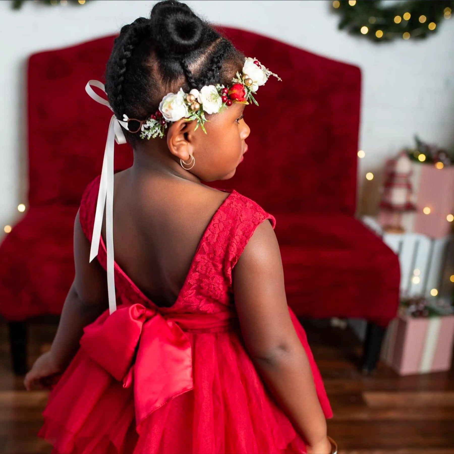 Vestido Infantil Vermelho de Natal com Laço - ZBaby